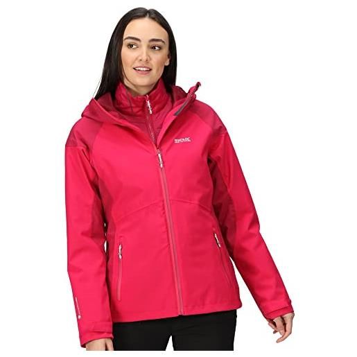 Regatta rwp360 - giacca impermeabile da donna wentwood vii 3 in 1, colore: rosa. , 48
