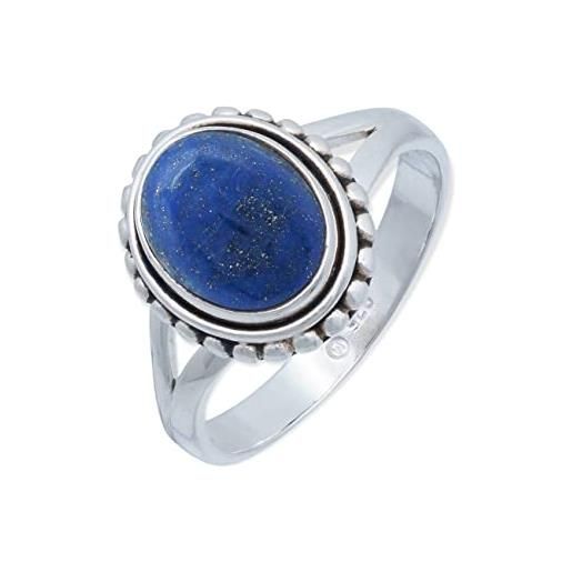 mantraroma anello argento 925 con pietre preziose lapislazzuli pietra blu argento sterling da donna in vero argento (mrg-076-06-(60))
