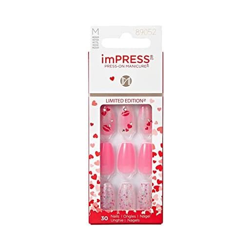 imPRESS kiss imPRESS - manicure con stampa a pressione, edizione limitata, per san valentino, 30 pezzi