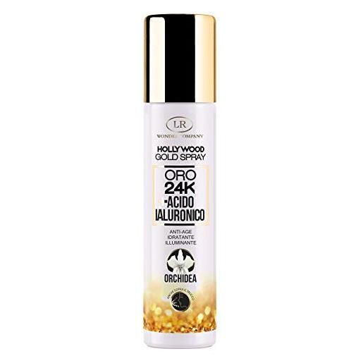 LR Wonder Company hollywood gold spray, viso all'oro colloidale, antiage, idratante e illuminante con tecnologia eco-spray no gas (1x75ml) - wonder company