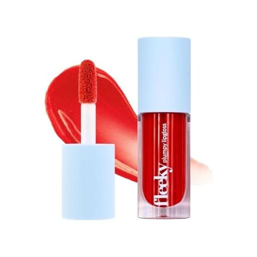 Fleeky Brow fleeky lip gloss - volume lip plumper per labbra ad azione piena, idratante per labbra con finitura lucida, rosa nude, marrone caramello, rosso ciliegia (cherry red)