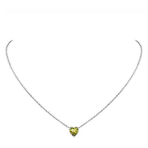 Suplight collana argento 925 donna giallo collana donna giallo topazio, collana cuore peridoto agosto collana donna argento confezione regalo