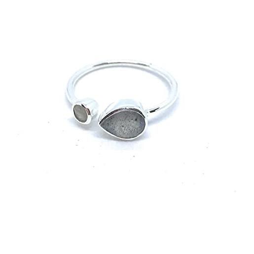 Eloboe essence anello labradorite pietra naturale regolabile in argento sterling 925, metallo, labradorite