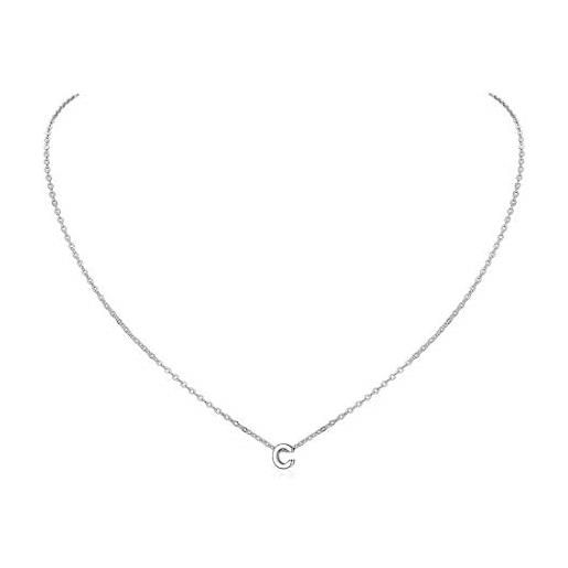 ChicSilver Collana Argento 925 Con Ciondolo Cuore E Lettera Iniziale A-Z - Gioiello Personalizzato Per Donna, Regalo Per Compleanno E Anniversario (Lunghezza 41+5 Cm) - 2