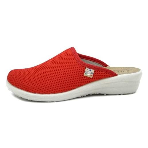 Fly Flot anoia, ciabatte donna in rete elastica traspirante fresh, sottopiede imbottito in pelle, rosso, 40