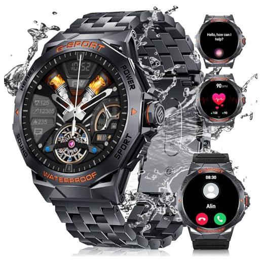 BANGWEI smartwatch uomo con chiamata bluetooth, 1,43 amoled orologio ip68 impermeabile militari smartwatch con cardiofrequenzimetro, spo2, contapassi, cronometro orologio sportivo per android ios