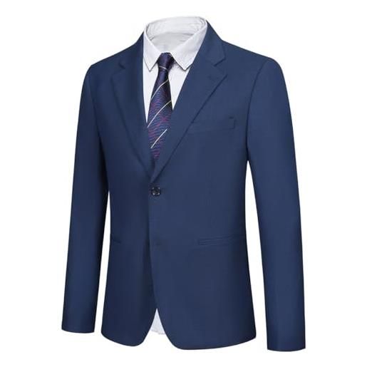 Allthemen blazer da uomo casual giacca da abito slim fit giacca con 2 bottoni smoking blazer elegante formale x027# blu l