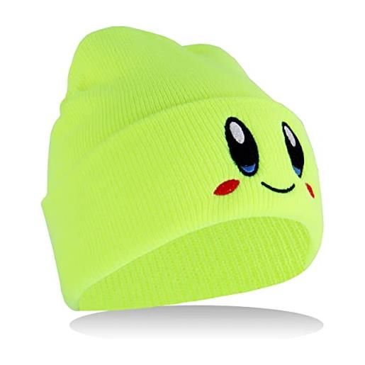Roffatide anime kirby cappellini con teschio per donna uomo cappello con teschio ricamato berretto invernale in maglia verde