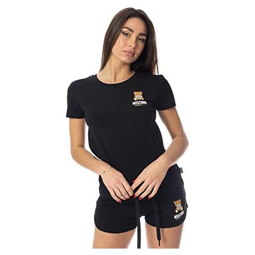 Moschino t-shirt donna nero t-shirt casual con stampa logo al petto l