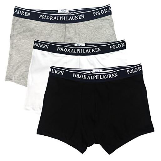 Polo ralph lauren da uomo 3 pack boxer trunks (xl, black-white-grey)