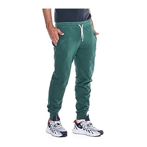 LEONE - pantaloni in felpa da uomo elastico caviglia icona college - hunter green (203), m