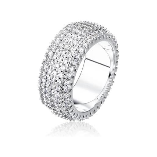 Dochais anello per uomo e donna, largo personalizzato, 9 mm, con zirconi, anello da donna in oro 14 carati, lucido, anello di fidanzamento, 8, zirconi, argento