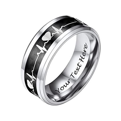 PROSTEEL anelli uomo personalizzati con incisione acciaio inossidabile, anello uomo nero e argento 22 misura, anello due colori gotico punk hip hop con confezione regalo-porsteel