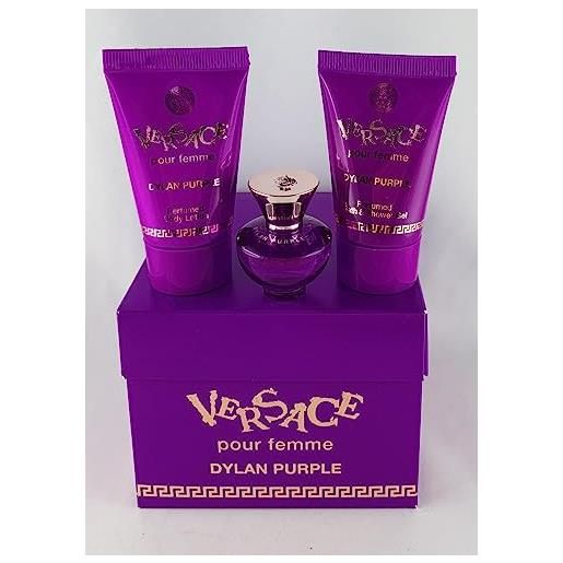 Versace pour femme dylan purple set edp 5 ml + bath and shower gel 25 ml + lozione corpo 25 ml