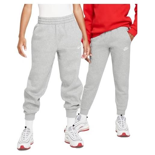 Nike fd3008-063 k nsw club flc jggr lbr pantaloni sportivi unisex bambino dk grey heather/base grey/white taglia xs
