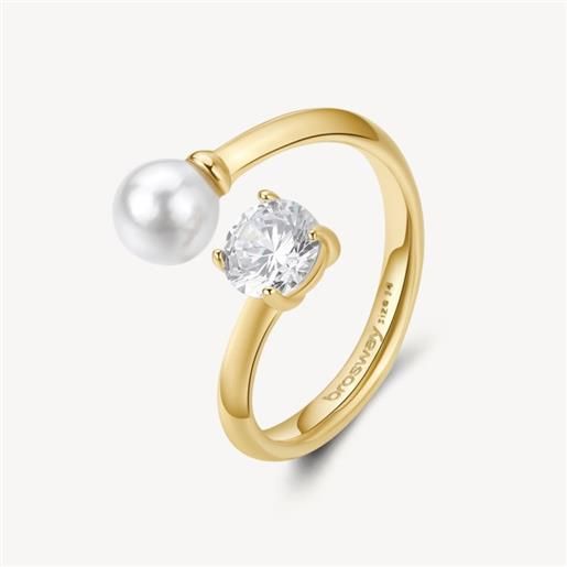BROSWAY anello affinity perla e zircone pvd oro donna BROSWAY