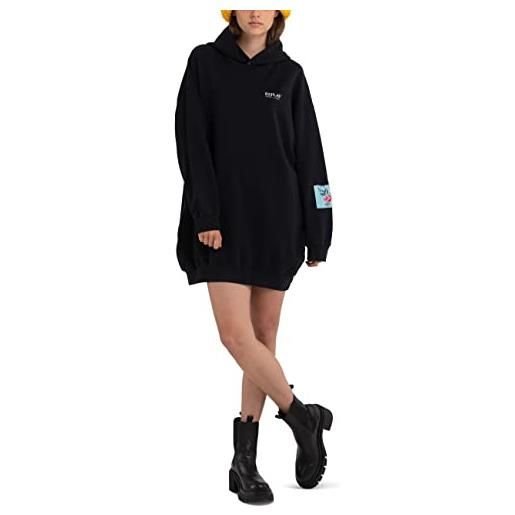 REPLAY abito donna manica lunga con cappuccio, nero (black 098), l