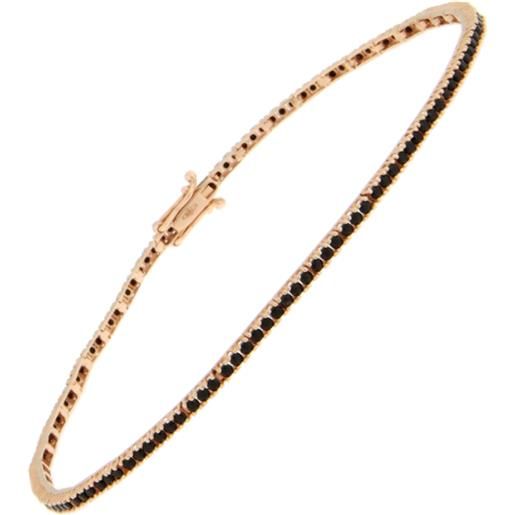 Gioielleria Lucchese Oro bracciale tennis oro rosa pietre nere gl101470