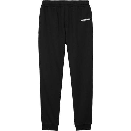 Burberry pantaloni sportivi con logo gommato - nero
