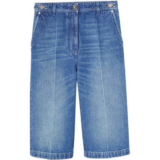 Versace shorts denim con pieghe - blu