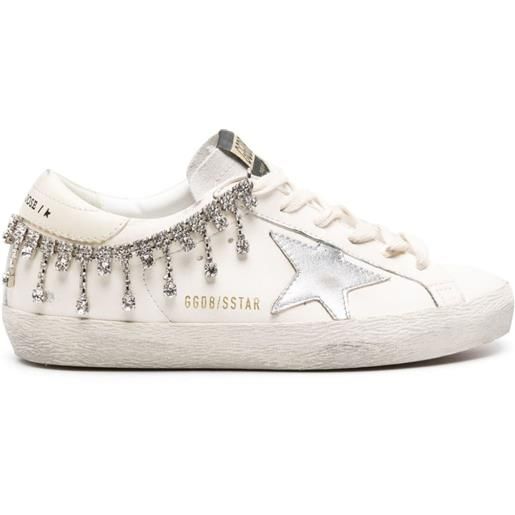 Golden Goose sneakers super-star con cristalli - bianco