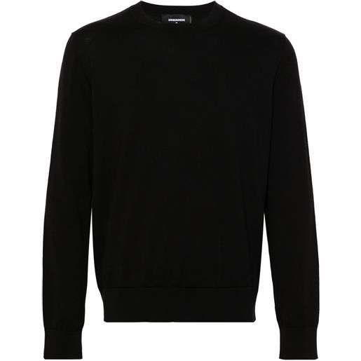 Dsquared2 maglione con placca logo - nero