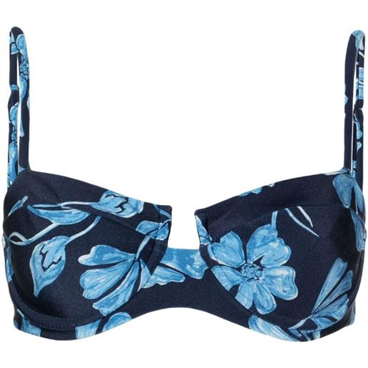 PatBO top bikini a fiori nightflower - blu