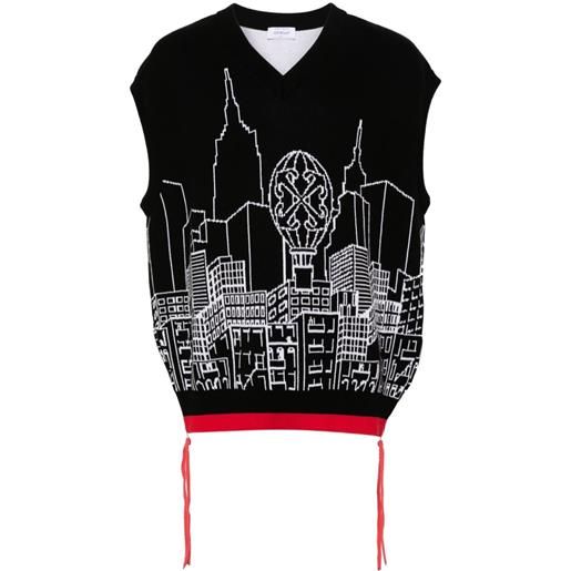 Off-White maglione smanicato con intarsio - nero