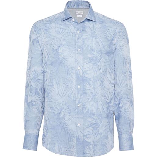 Brunello Cucinelli camicia con effetto jacquard - blu