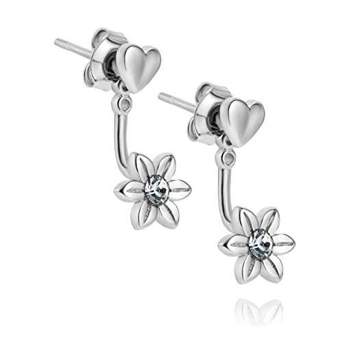 LillyMarie donne argento orecchini a perno argento sterling 925 trasparenti swarovski elements originali cuore fiore doppi confezione regalo regali per la mamma