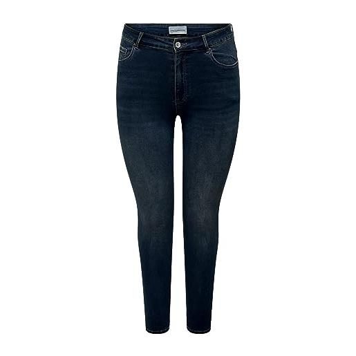 Only caraugusta hw skinny dnm bj558 noos jeans fit, blue black denim, 44w x 32l donna