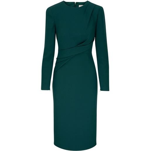 Roland Mouret abito midi con ruches - verde