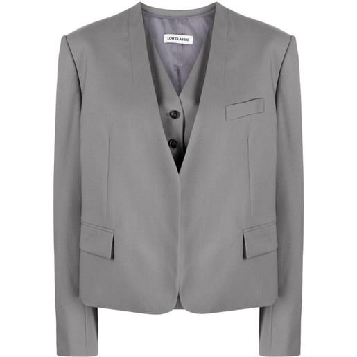 Low Classic set blazer e gilet con scollo a v - grigio