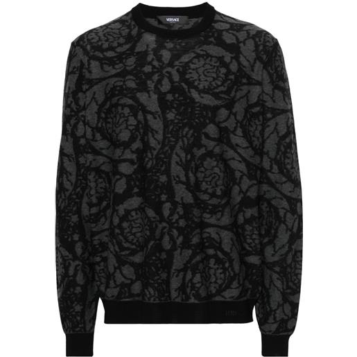 Versace maglione bicolore con intarsio - nero