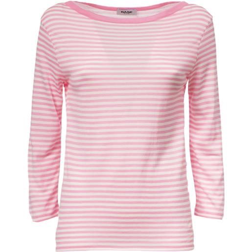 BASE MILANO t-shirt BASE MILANO 356 rosa-bianco donna