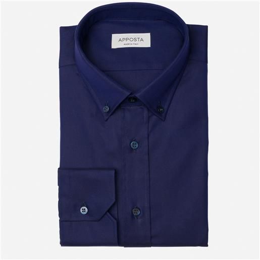 Apposta camicia tinta unita blu 100% puro cotone royal oxford doppio ritorto giza 45, collo stile collo button down piccolo