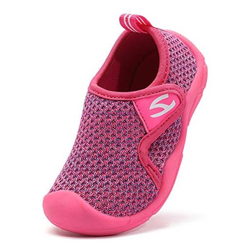 SMajong pantofole da casa ragazzi ragazze scarpe primi passi per bambini scarpe interne a maglia antiscivolo comode scarpe da sportivi rosso 25 eu