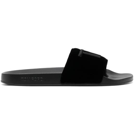 TOM FORD sandali slides con ricamo - nero
