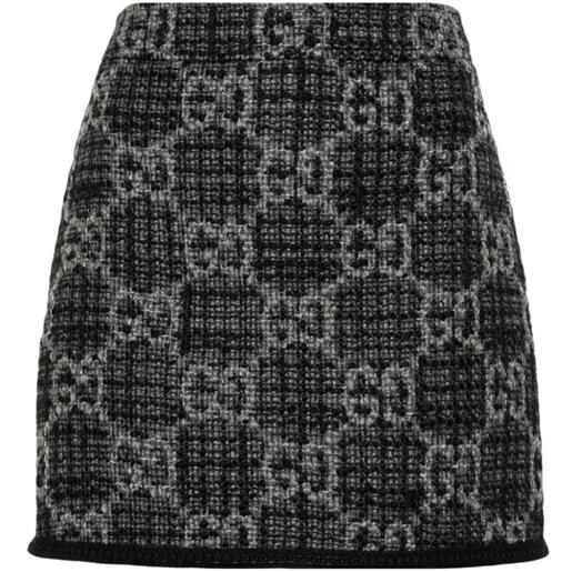 Gucci minigonna in tweed gg - nero