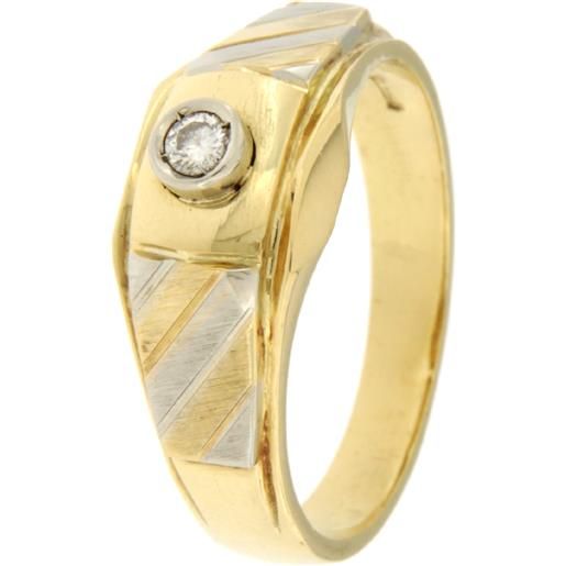 Gioielleria Lucchese Oro anello uomo oro giallo bianco gl101473