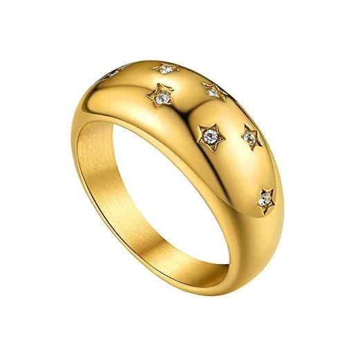 GOLDCHIC JEWELRY anello oro donna cubic zirconia anello grosso per ragazza, anelli da mignolo in acciaio da donna taglia17 regalo donna e uomo