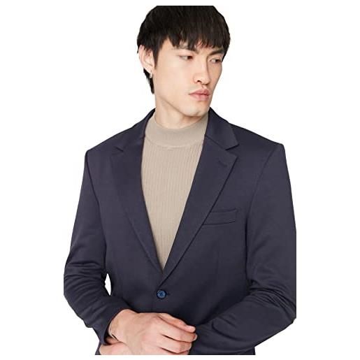 Trendyol cappotto da uomo con risvolto normale, blu navy, 50, blu navy