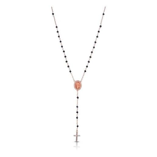 Time to love collana rosario donna in argento 925 - eleganti gioielli religiosi per donne (oro rosa)