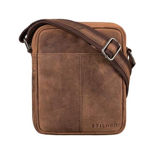 STILORD 'jude' piccola borsa a tracolla uomo in pelle borsetta vintage messenger bag uomini borse cuoio crossbody borsa a spalla borsello in vera pelle, colore: sila - marrone