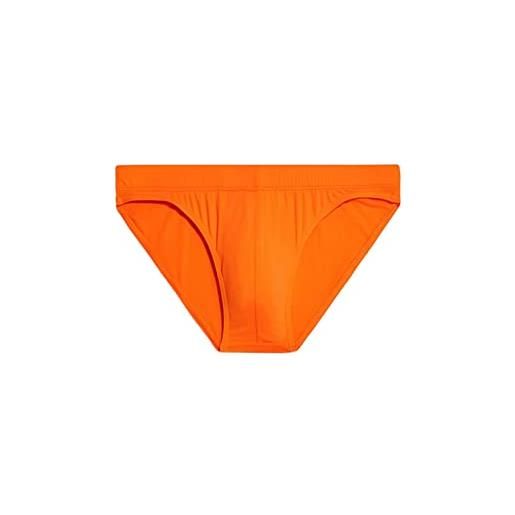 Calvin Klein costume da bagno slip da uomo marchio, modello fashion brief km0km00823, realizzato in sintetico. S arancione