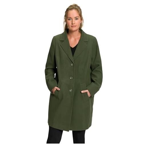 ULLA POPKEN, donna, taglie grandi, cappotto con colletto a risvolto, verde, 42
