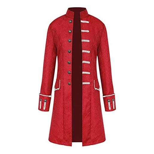 Generic steampunk - gonna da passeggio vittoriana vintage da uomo, a maniche lunghe, stile vintage, per smoking e smoking, colore: rosso, l