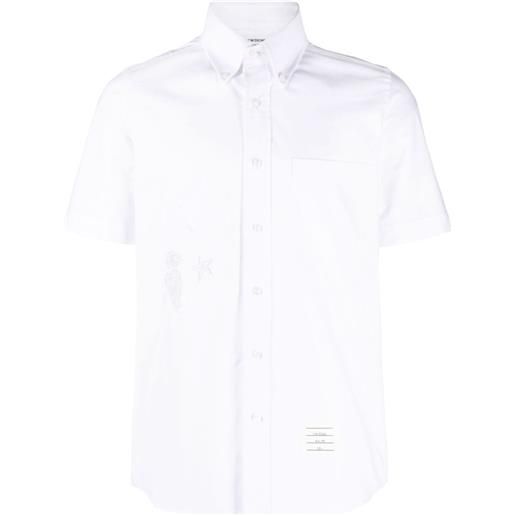 Thom Browne camicia con applicazione in pizzo - bianco
