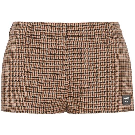 Prada shorts con motivo pied-de-poule - marrone