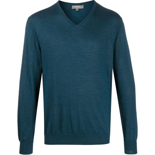 N.Peal maglione con scollo a v - blu